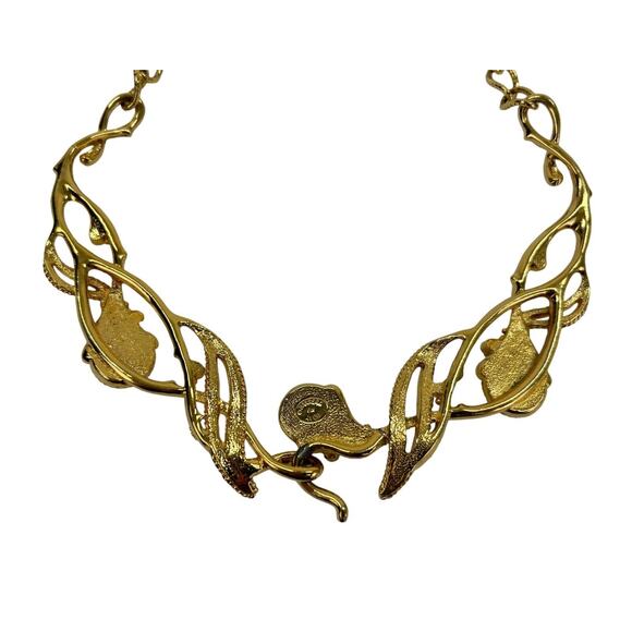 Vintage Jose Maria Barrera for Avon Granada Necklace 1990s Black and Gold Tone - Picture 7 of 8